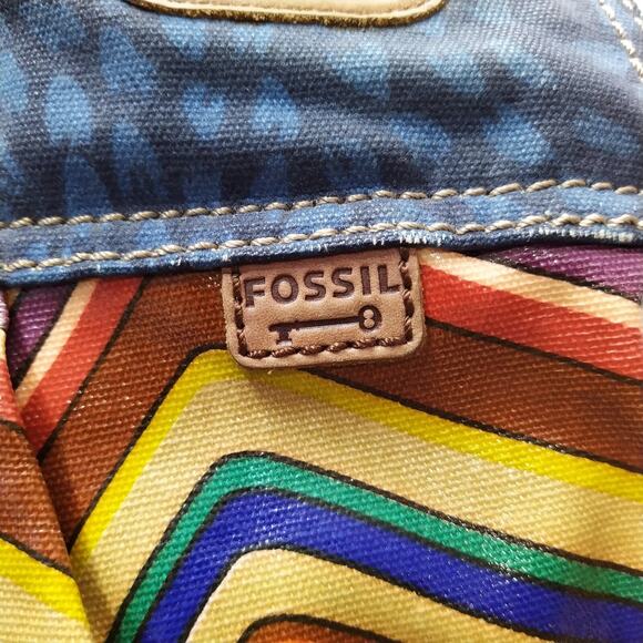 Fossil Key Per Multicolor Coated Canvas Stripe Double Handle Tote Shoulder Bag - Picture 4 of 15